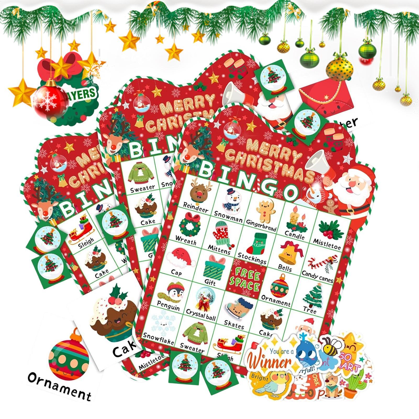 Party Games Bingo - Christmas Bingo Game 24 Cards Set