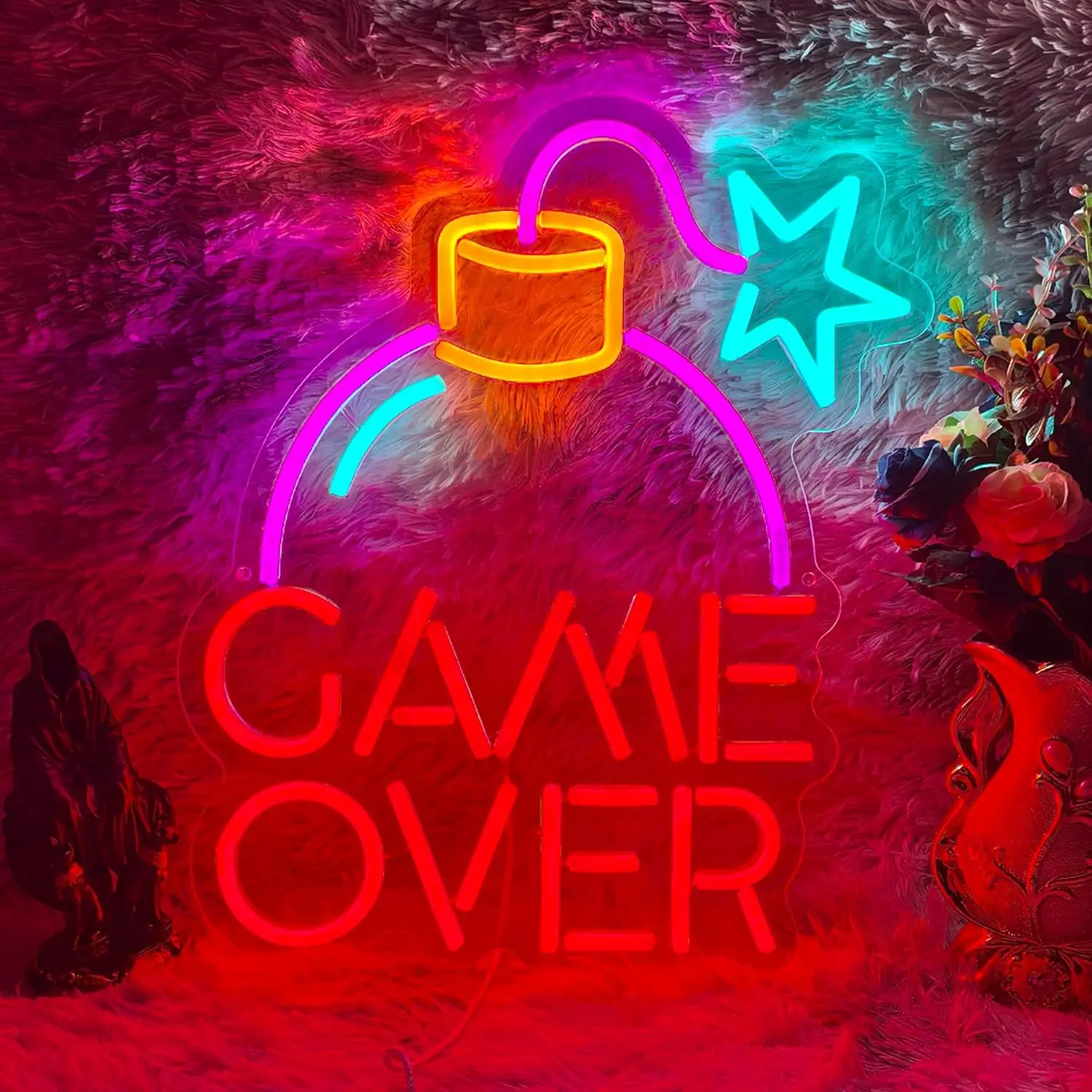 Party Games Stream - Game Over Red Pink Neon Light