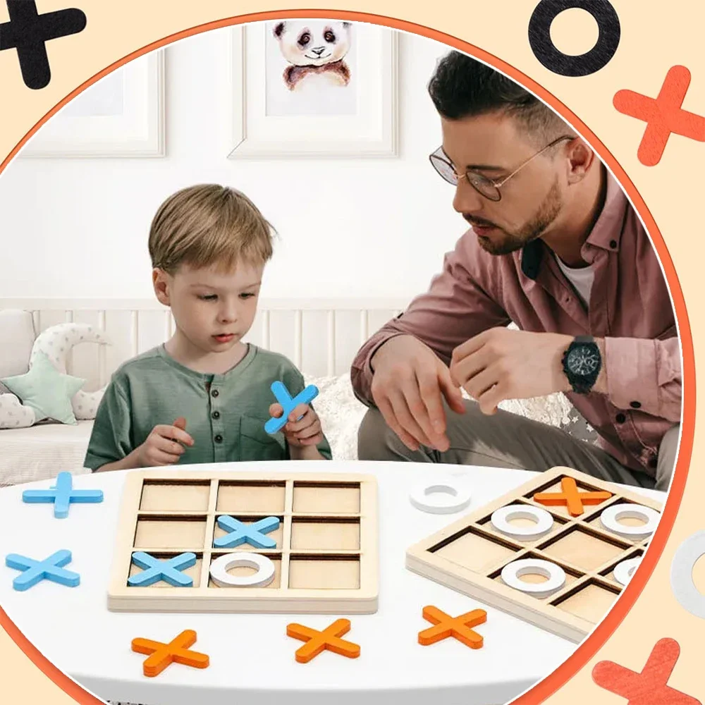Wooden XO Tic Tac Toe Game Min - Party Games Kids Indoor ulasan dan harga
