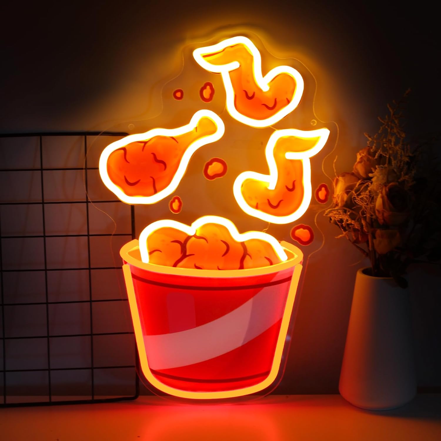Fried Chicken Neon Sign USB Di - Party Games Shop ulasan dan harga