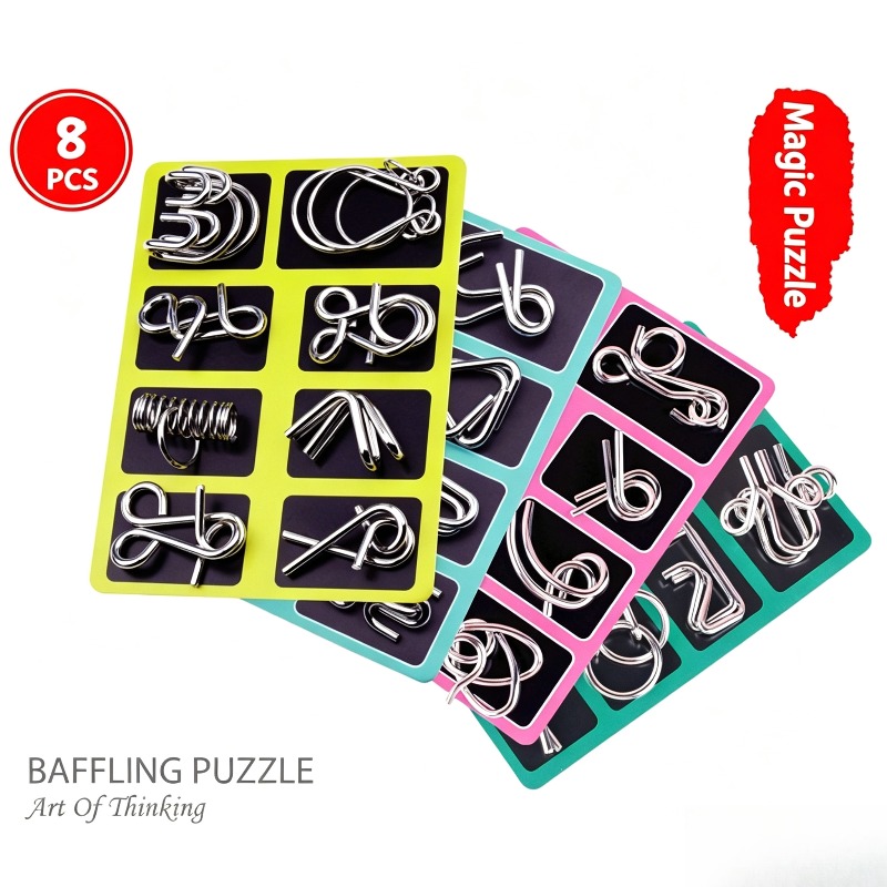 8 Pieces Metal Puzzle Set Clas - Party Games Kids Indoor ulasan dan harga