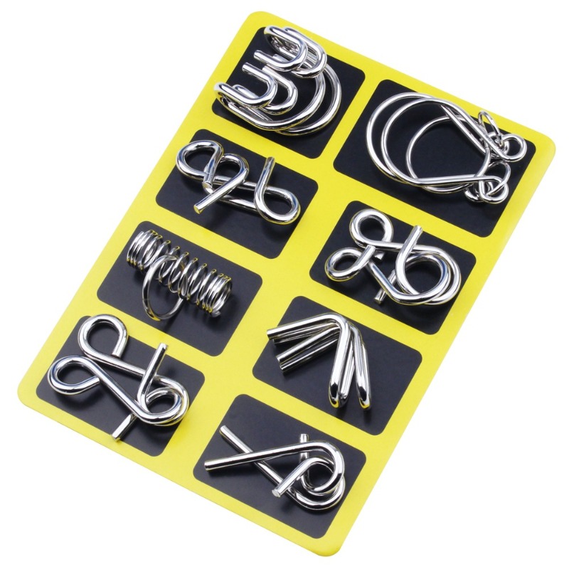 8 Pieces Metal Puzzle Set Clas - Party Games Kids Indoor ulasan dan harga