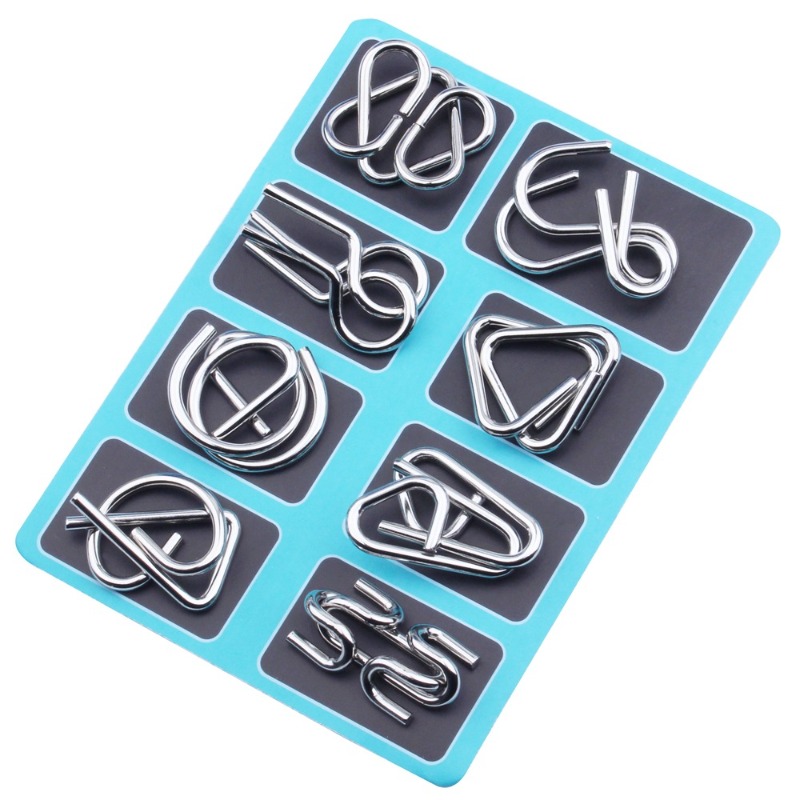 8 Pieces Metal Puzzle Set Clas - Party Games Kids Indoor ulasan dan harga