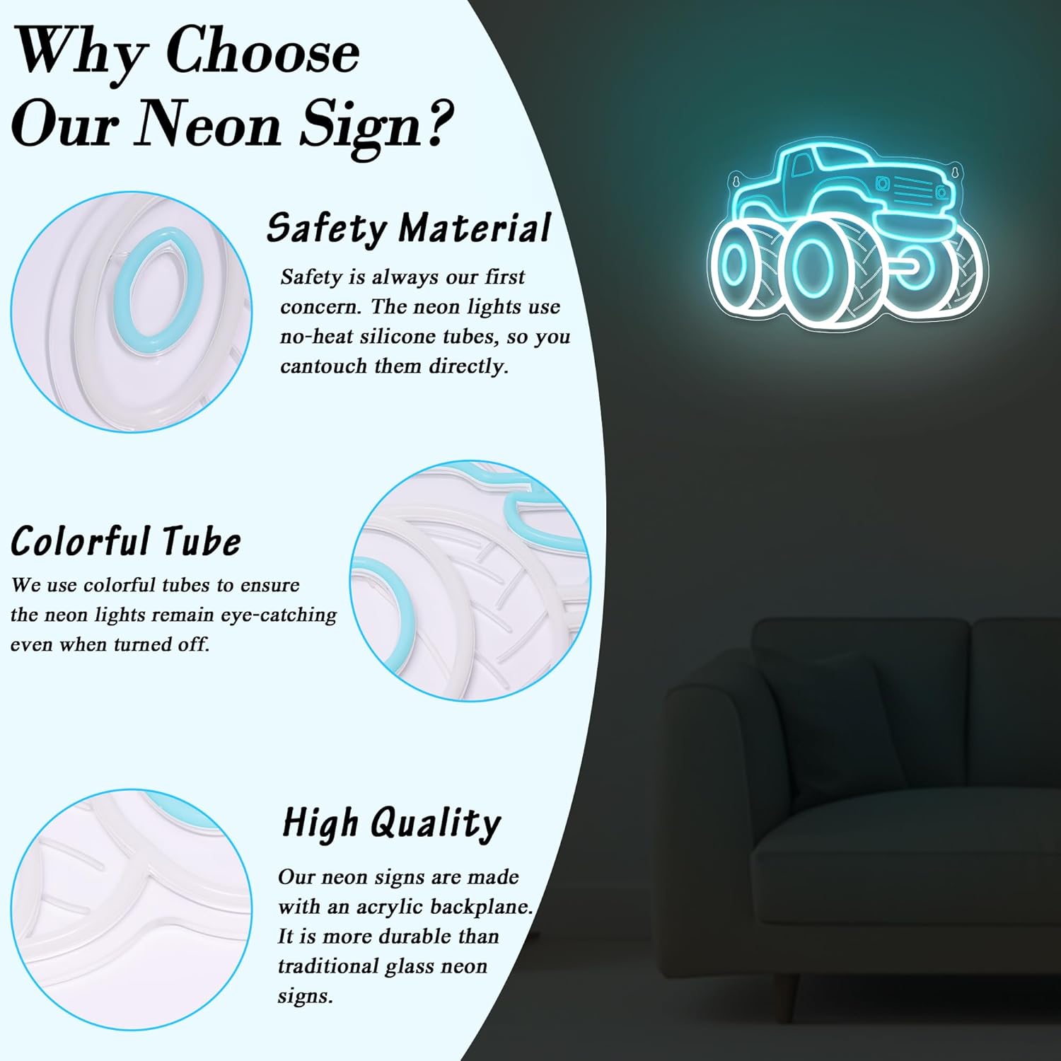 Truck Neon Sign USB Dimmable L - Party Games Shop ulasan dan harga