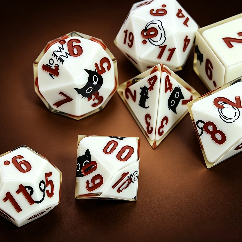 7pcs Magic Academy Cat Polyhed - Party Games Night ulasan dan harga