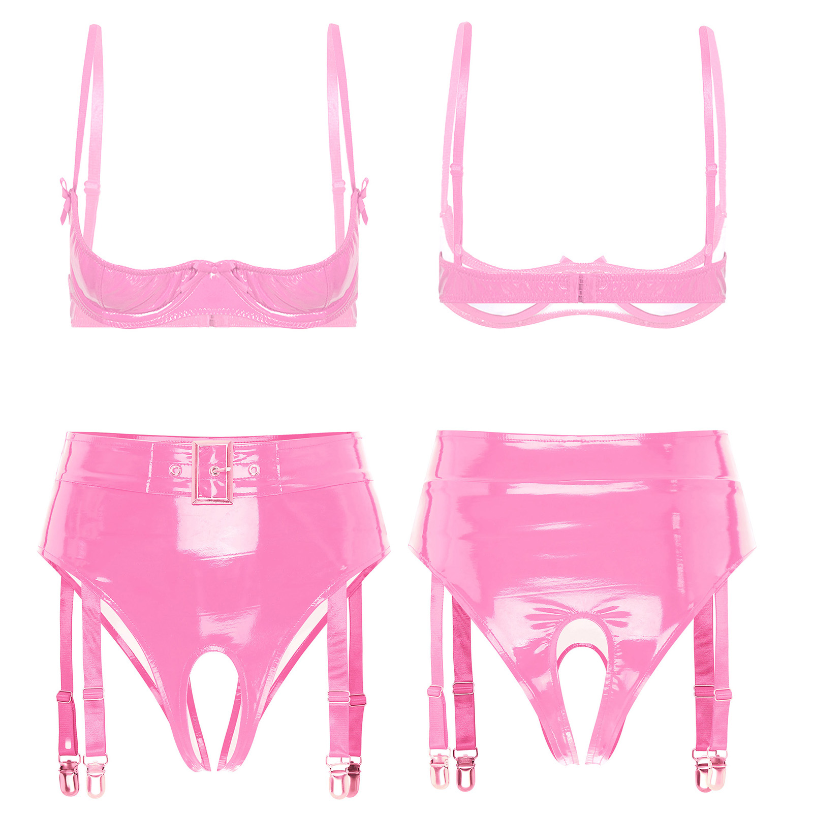 Women Glossy PU Leather Bra Ta - Party Games Couple ulasan dan harga