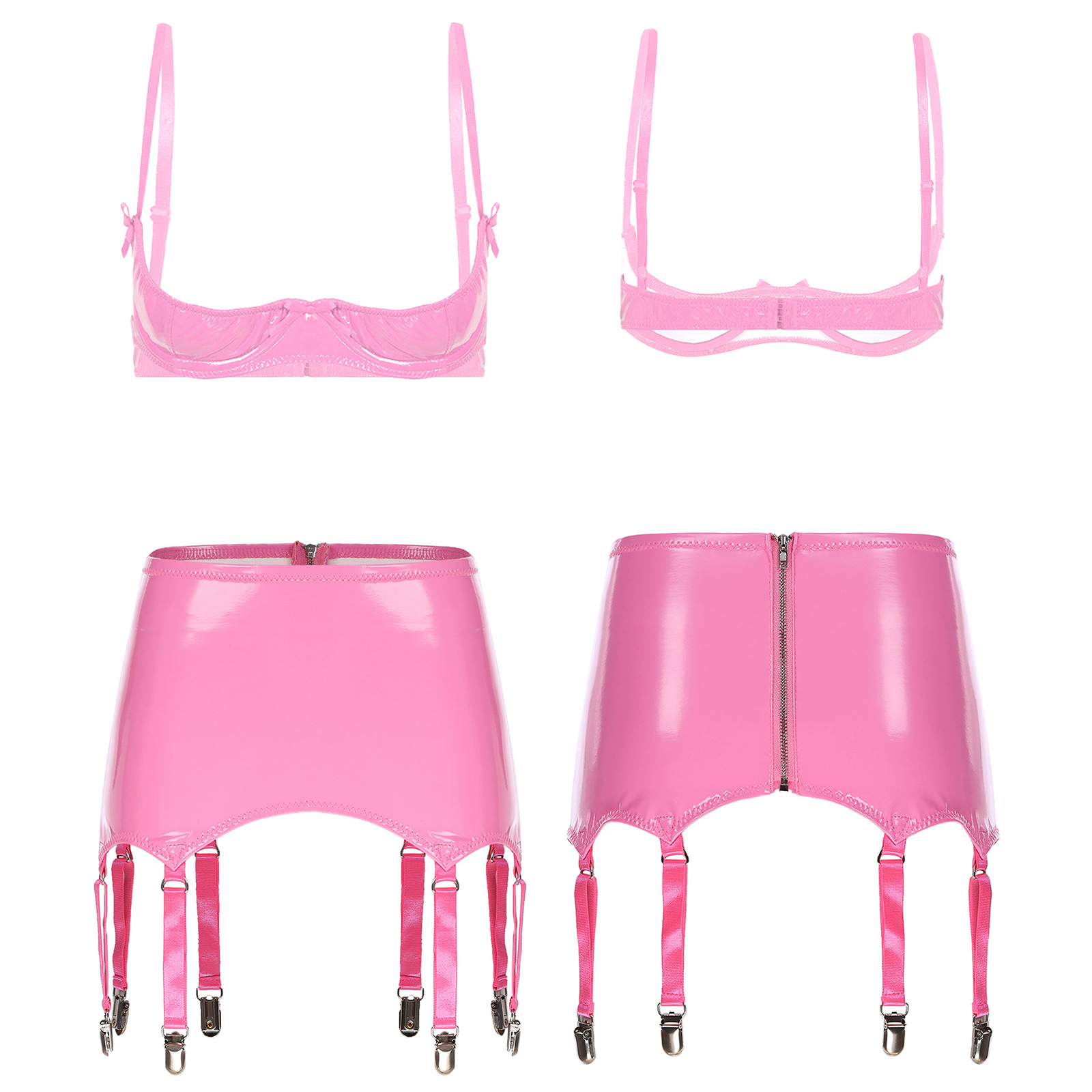 Women Glossy PU Leather Bra Ta - Party Games Couple ulasan dan harga