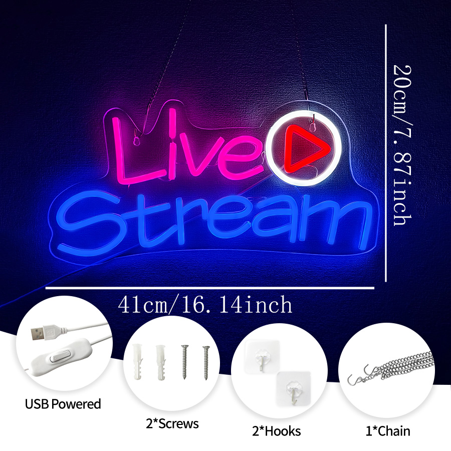 Live Stream Led Neon Sign, Wal - Party Games Stream ulasan dan harga
