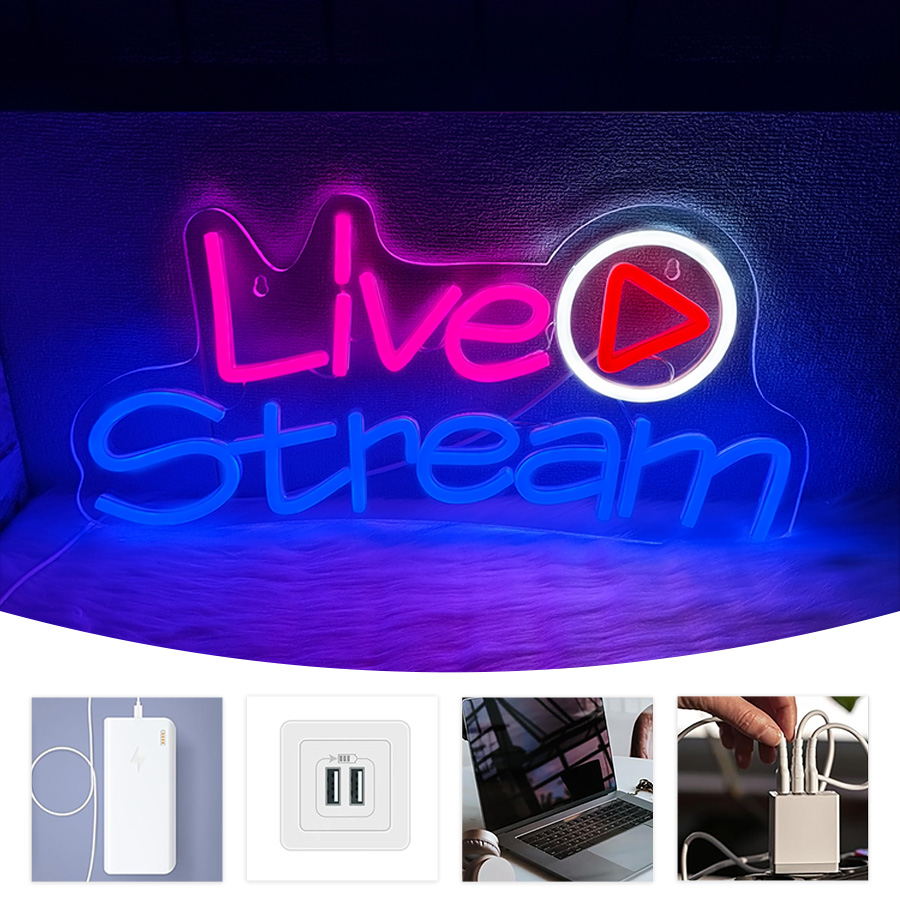 Live Stream Led Neon Sign, Wal - Party Games Stream ulasan dan harga