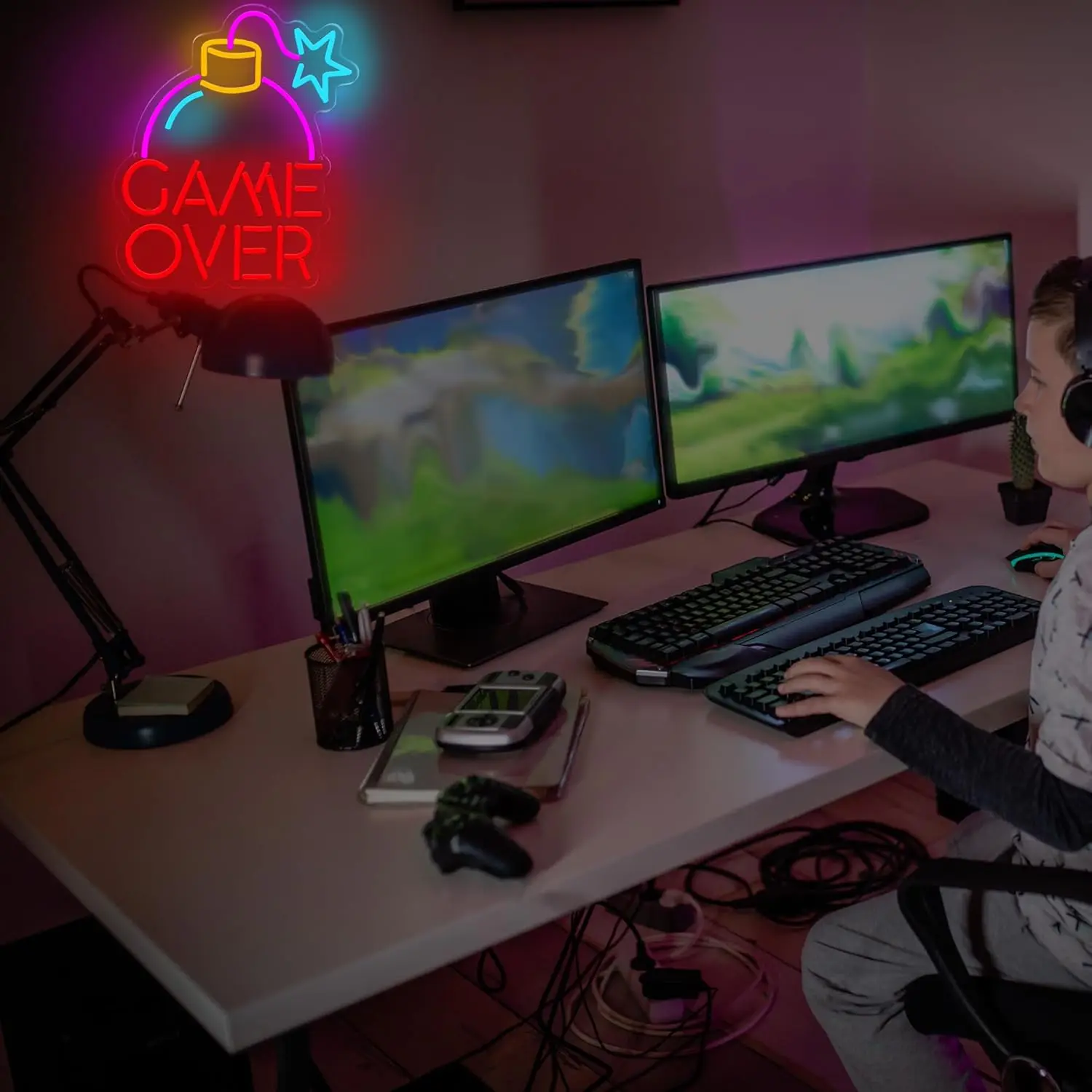 Game Over Red Pink Neon Light  - Party Games Stream ulasan dan harga